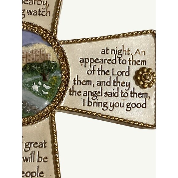 Roman Inc. 2002 Nativity Cross Wall Hanging With Luke 2:8-11 Christmas  Verse - Picture 12 of 14